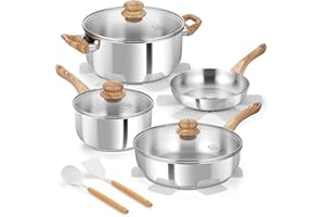 KOCH SYSTEME CS Stainless Steel Pots and Pan Set 12 Piece, 18/10 Stainless Steel Cookware Set with Tri-ply Base, Heat-Resista