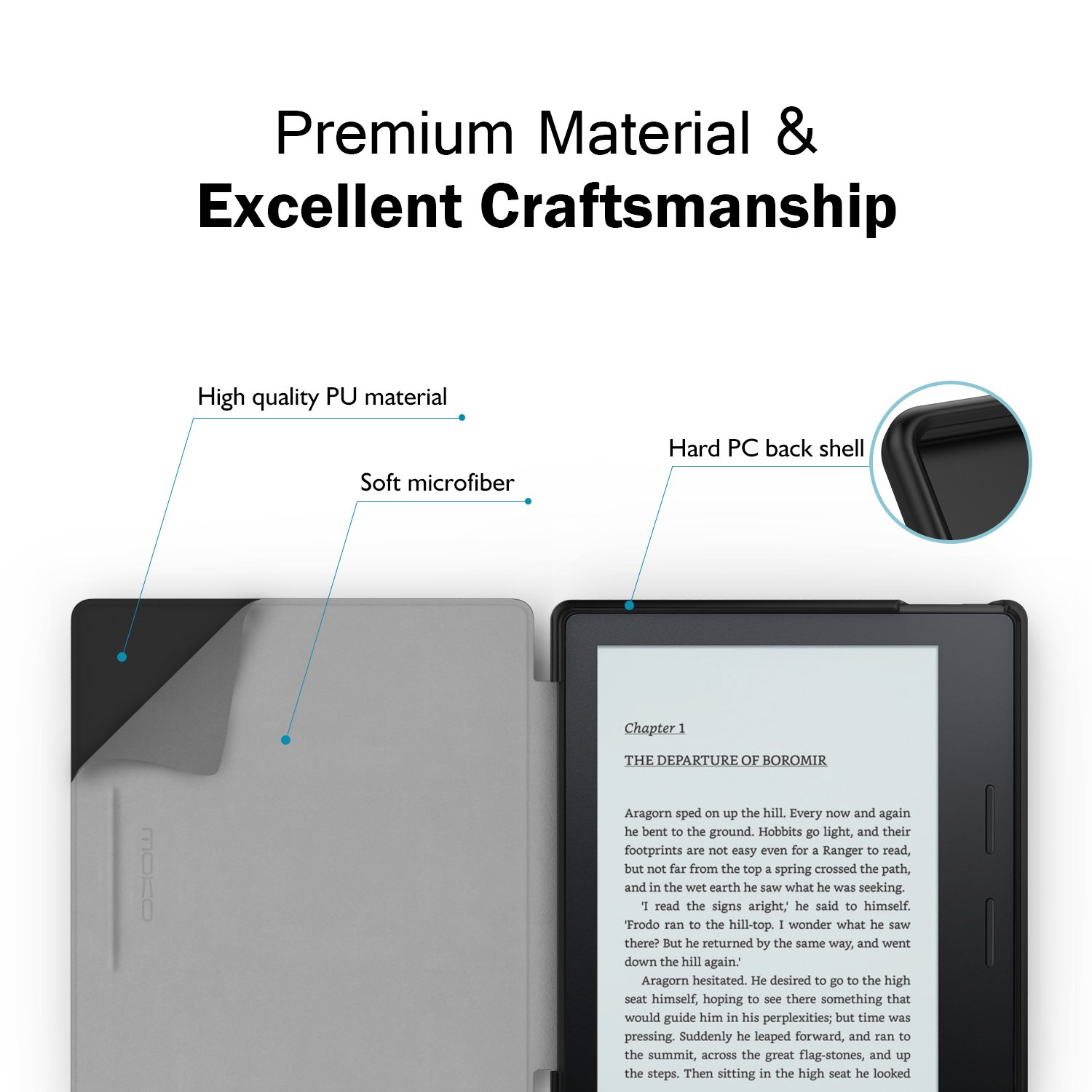 MoKo Case Fits All-New 7“ Kindle Oasis (9th and 10th Generation ONLY, 2017 and 2019 Release), Premium Ultra Lightweight Shell Cover with Auto Wake/Sleep - Black