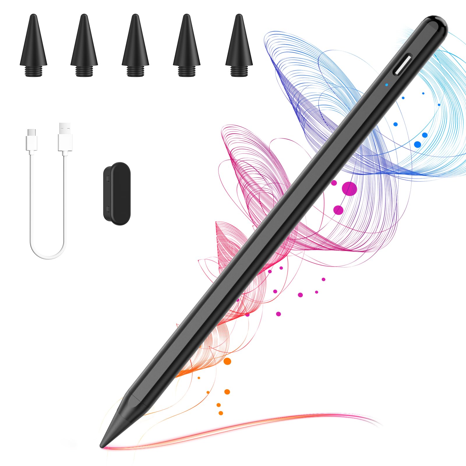 CC Store Pencil for iPad (2025-2018), PalmRejection &Tilt Sensitivity & Magnetically Attaches, Stylus Pen Compatible iPad A1611/10/9/8/7/6th Gen, Pro 11/12.9/13 Inch, Air 6/5/4/3, Mini 5/6