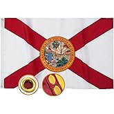 TOPFLAGS Florida Flag 2x3 Feet Embroidery Stitching FL State Flags Heavy Duty Nylon with 2 Brass Grommets 4 Stitching Rows for Outdoor or Indoor Vivid Color