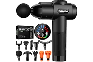 TOLOCO Massage Gun, Deep Tissue Back Massage for Athletes for Pain Relief, Percussion Massager with 10 Massages Heads & Silent Brushless Motor, Christmas Gifts for Women, Men, Black