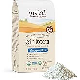 Jovial Organic Einkorn Unbleached All Purpose Flour - Bread Baking Flour for Sourdough, High Protein, Non-GMO, Organic Pizza & Pasta, European Italian, Glyphosate Free - 32 Oz