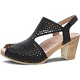 Dansko Teagan Stylish Peep Toe Sandal for Women - Quality Leathers with Laser Cut Details and a Heel for a Classy, All-Day Look - Cushioned, Contoured Footbed for All-Day Comfort