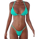 XUNYU Thong Bikini Sets for Women - Brazilian Micro String Bikinis Sexy Two Piece Swimsuit Triangle Top Halter Bathing Suits