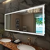 Okpal 72 x 32 LED Bathroom Vanity Mirror, Large Wall Mounted Anti-Fog Dimmable Makeup Mirror with Lights, Memory Touch Switch