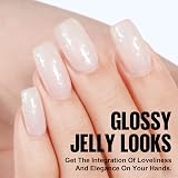TOMICCA White Glitter Gel Nail Polish Shimmer Silver Nude Translucent Jelly Top view 2
