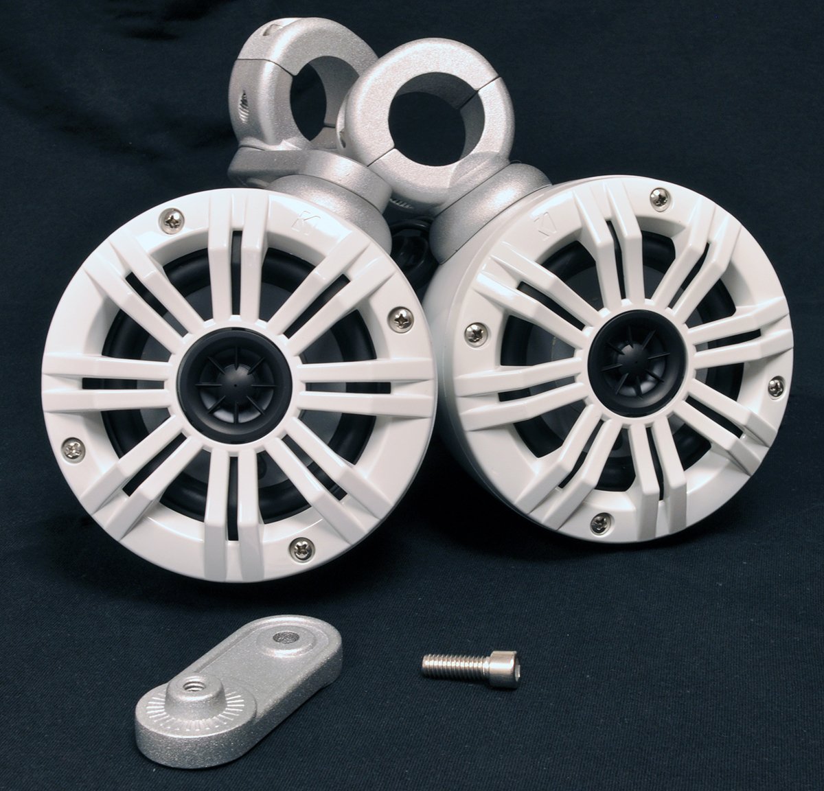KICKER White Mini Wake Tower Marine Enclosures Loaded 4" KM Speakers. (2 ohm)