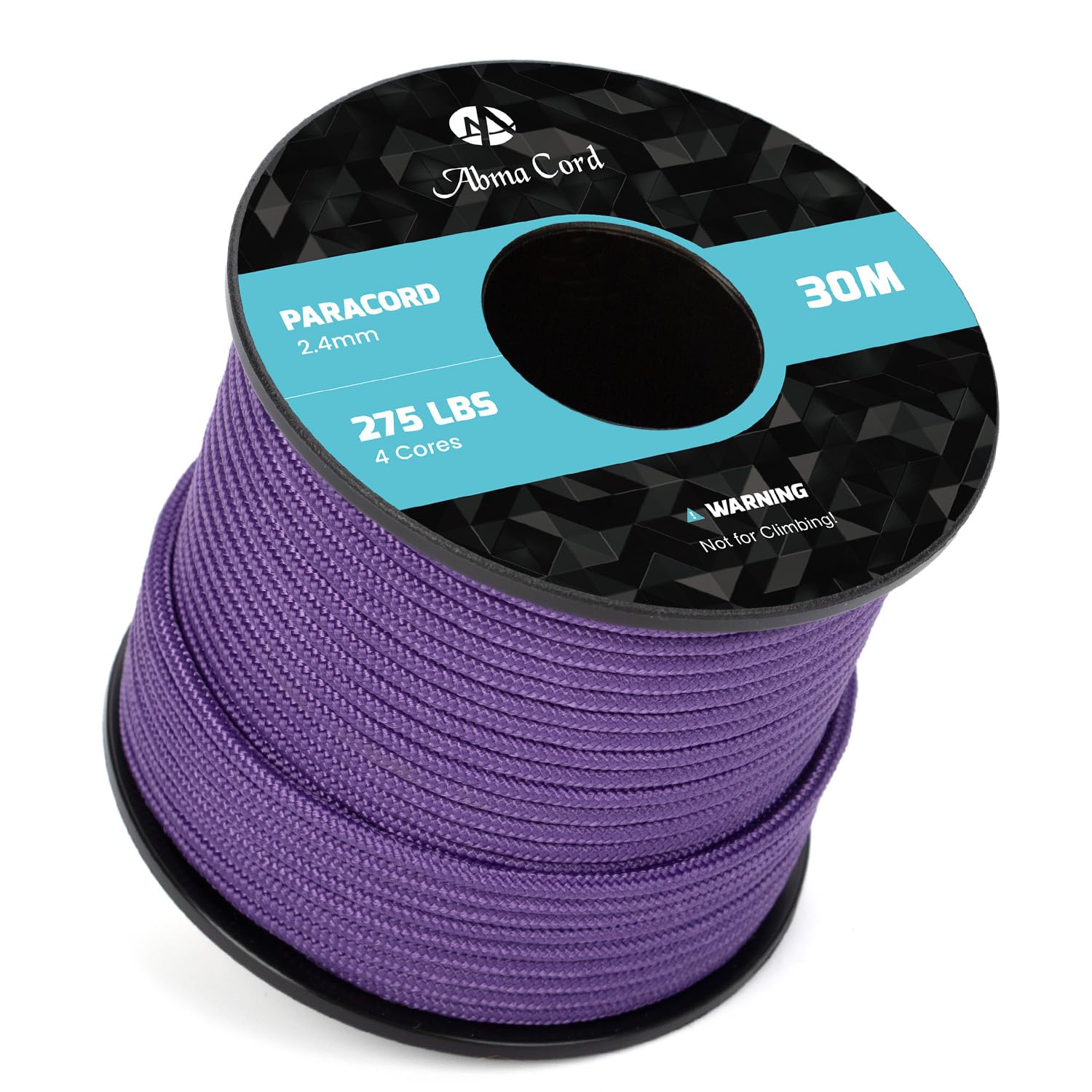 Abma Cord 2.4mm Paracord 275 30m Nylon Rope 4 Strands Tactical Parachute Cord - Max. 125kg (275lbs) - Purple