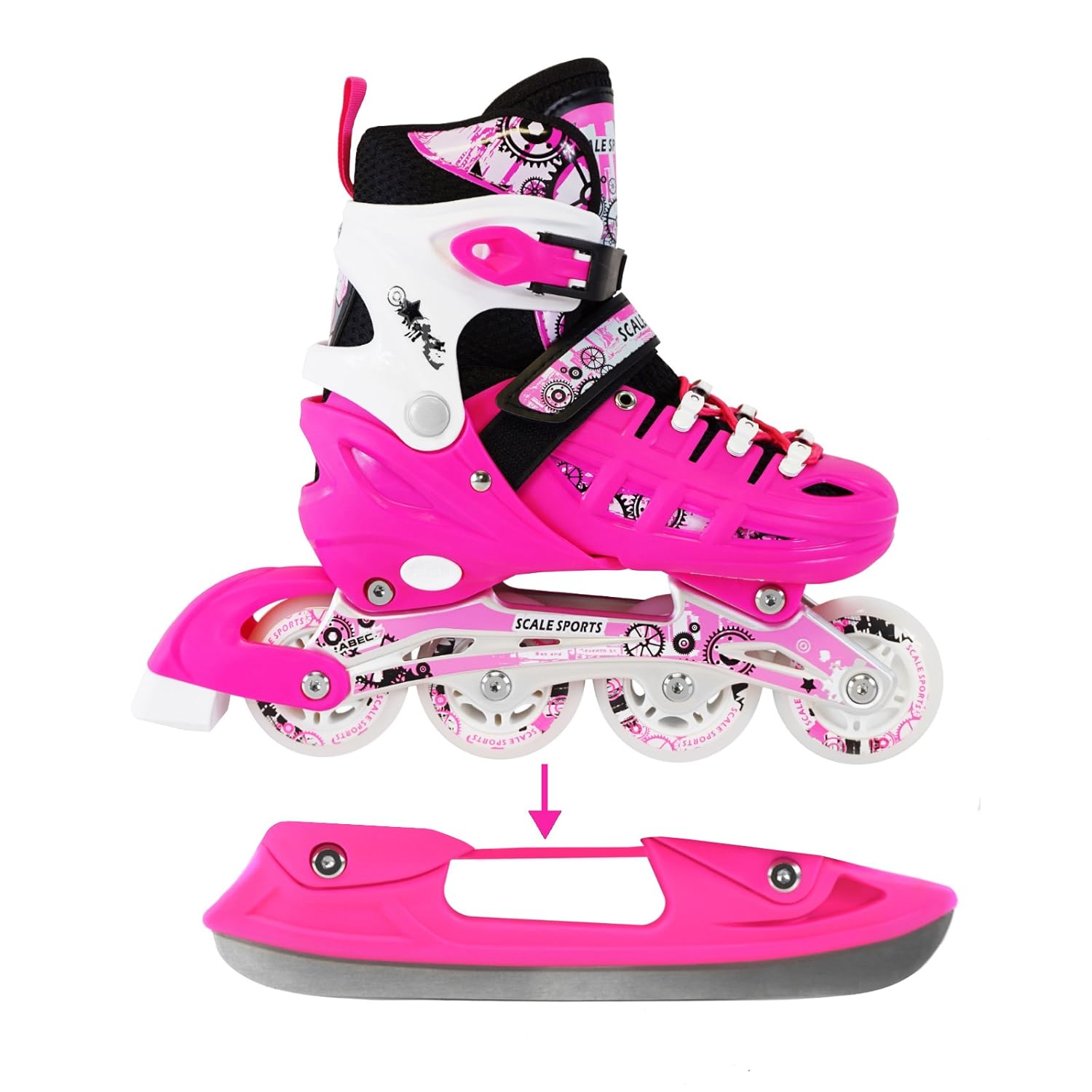 Inline Adjustable Skates Adult 9 to Junior 13.5 from Size Kids for Boxed Gift Pack Combo Skates