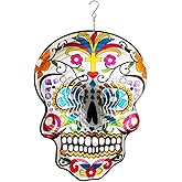 Fonmy Kinetic 3D Metal Garden Wind Spinner Unique Gifts Outdoor Decorations Quality Hanging Ornament for Home and Garden 12inch Mandala Silver Sugar Skull Wind Spinners
