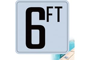 OCQOTAT 6FT Pool Depth Stickers, 6x6 Inches Vinyl Markers, Waterproof Pool Number Signage, Adhesive Safety Decals for Swimming Pool Decks (1 Pack)
