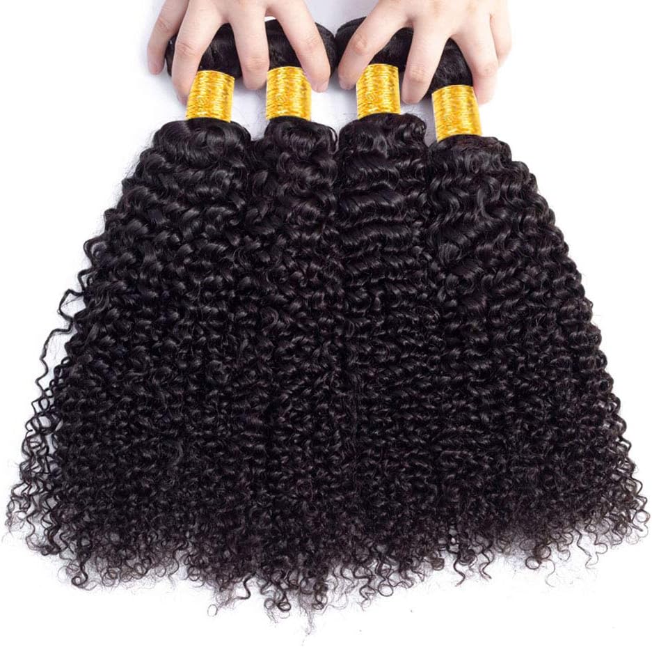 Human Hair Bundles Curly 3 Bundles Kinky-Curly Hair Bundle 100% Virgin Brazilian Curly Bundles Human Hair Natural Black Total 300g (100+/-5g)/pc 10 12 14 Inch - Image 3