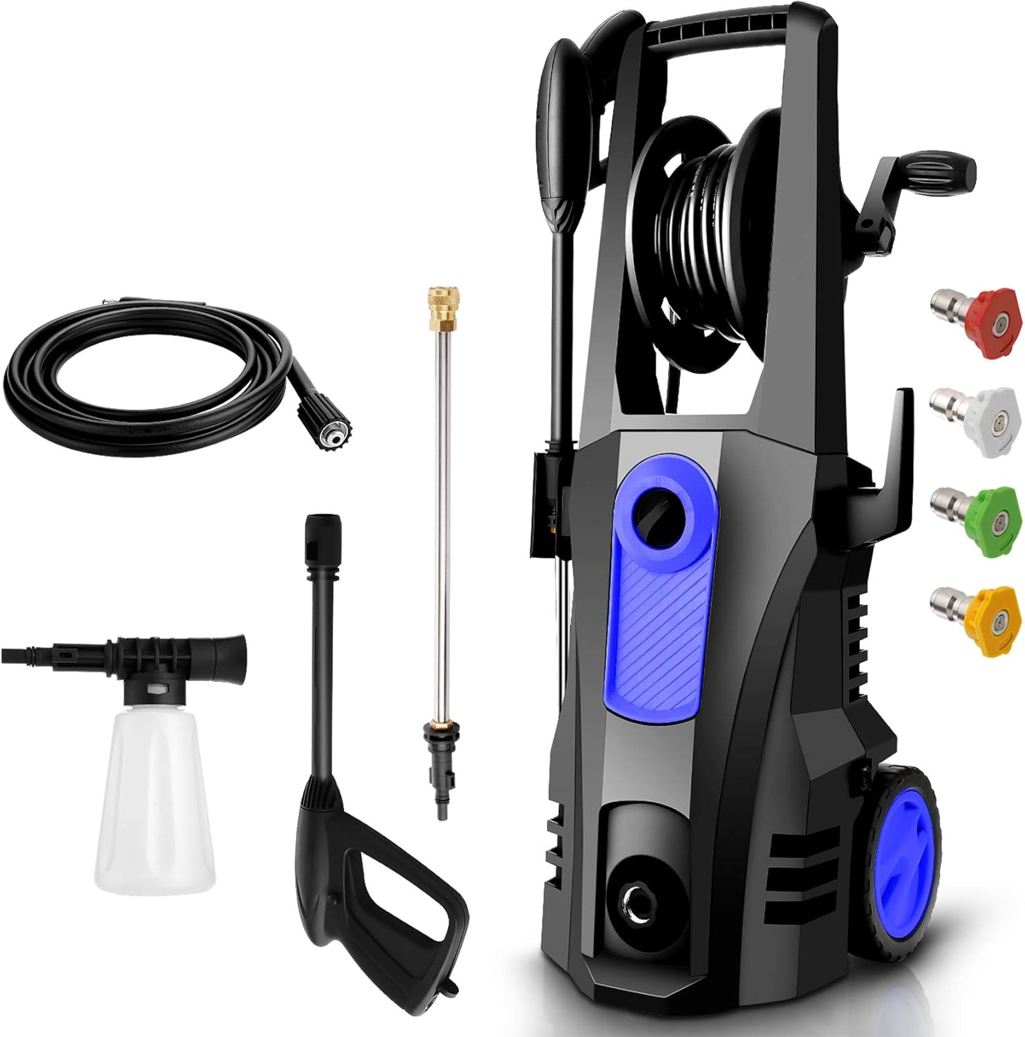 TEANDE 3500PSI Electric Pressure Washer, Car Pressure Washer High Power Washer Cleaner Machine with Hose Reel, 1800W, 2.6GPM, 4 Nozzles for Patio Garden Yard : Garden & Outdoor