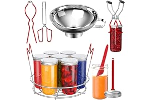 7Pcs Canning Supplies Starter Kit Stainless Steel Cannings Tools Set Includes Jar Wrench Jar Lifter Canning Rack Funnel Tongs