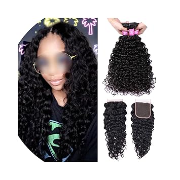 Amazon Com Brazilian Water Wave Bundles With Closure Non Remy