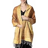Achillea Elegant Reversible Paisley Border Pashmina Shawl Wrap Scarf
