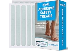 SlipX Solutions Adhesive Anti-Slip Safety Treads, Reliable Grip for Bathtubs & Showers, Safety Stickers, Showers, Pools, Boats, Stairs & More (24 Pieces, 7.5” x 0.75”, Clear)