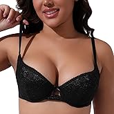 IHOIU Women's Balconette Bra Sexy Lace Bralettes Demi Underwire Low Cut Cotton Everyday Bras Half Cup Lingerie