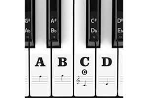 Piano Stickers for Keys, Eison Full Set Piano Keyboard Stickers for 88/61/54/49/37 Keys Removable with Numbers, Leaves No Residue, Color Black,Great Children's Gift