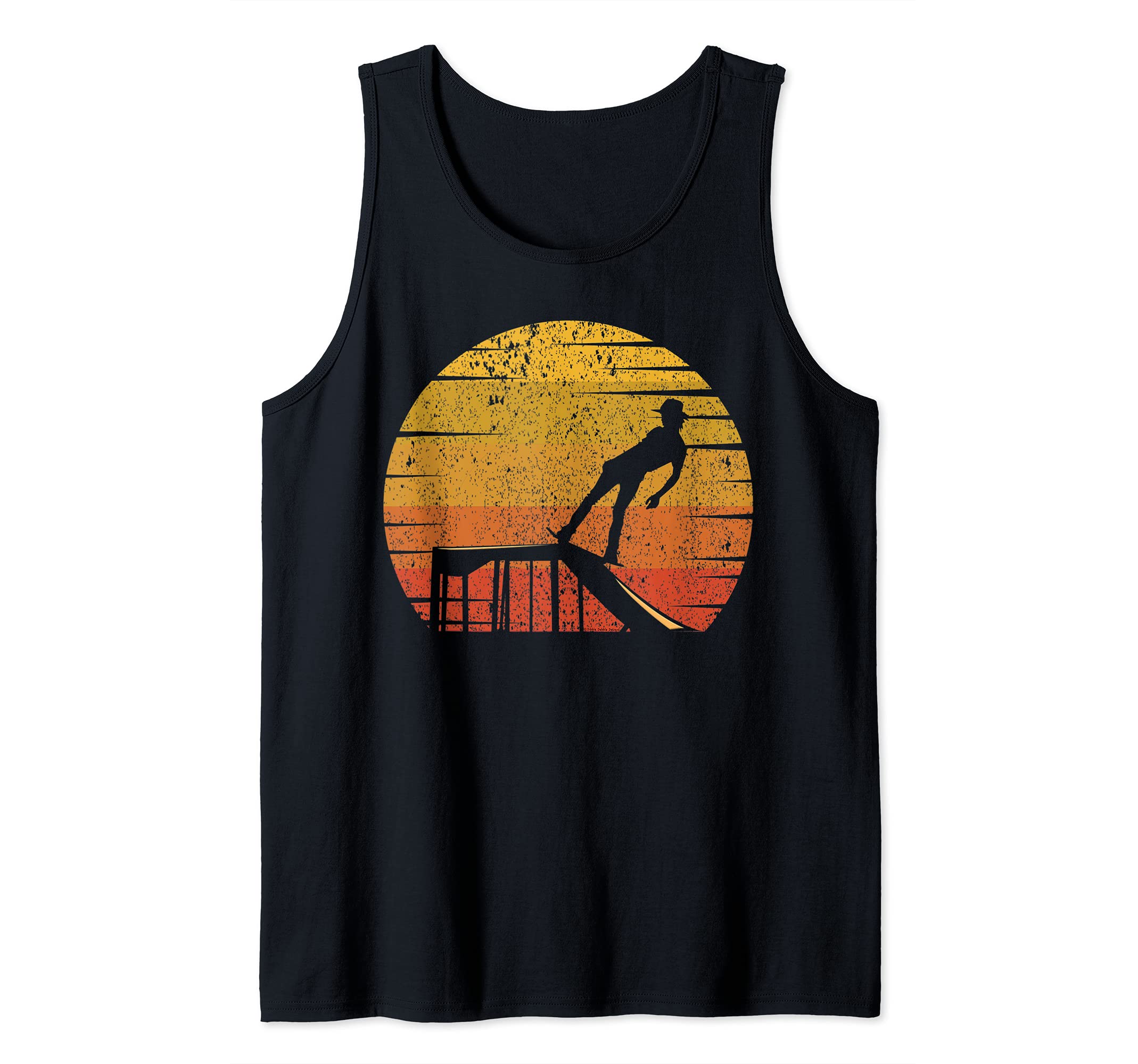 Cool Retro Sunset Kickflip Skateboarding Design Tank Top