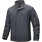 TACVASEN Men's Tactical Softshell Jacket Fleece Lined Water Resistant Windbreaker Military Lightweight Coat for Hiking