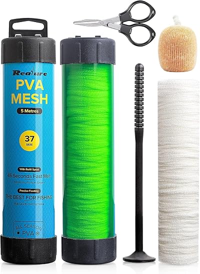 Realure 5M Pva Mesh Kit with Scissors 18/25/37/44mm Wide Mesh Fishing Bait