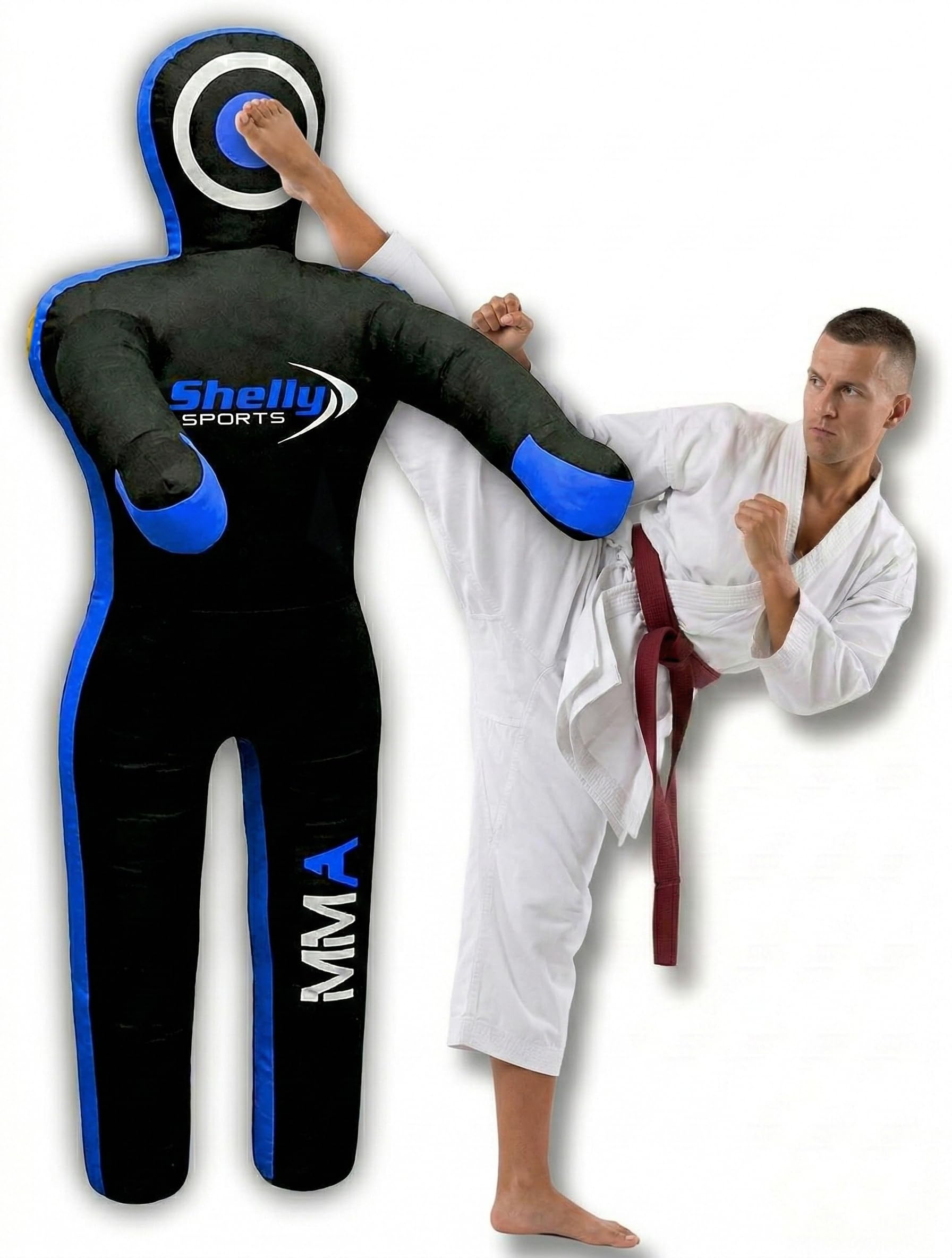 Shelly MMA Dummy Judo Grappling Dummy Punching Bag Brazilian BJJ JIU Jitsu Standing Position Dummy Wrestling Martial Arts Boxing Karate Training Dummies - Canvas - UNFILLED