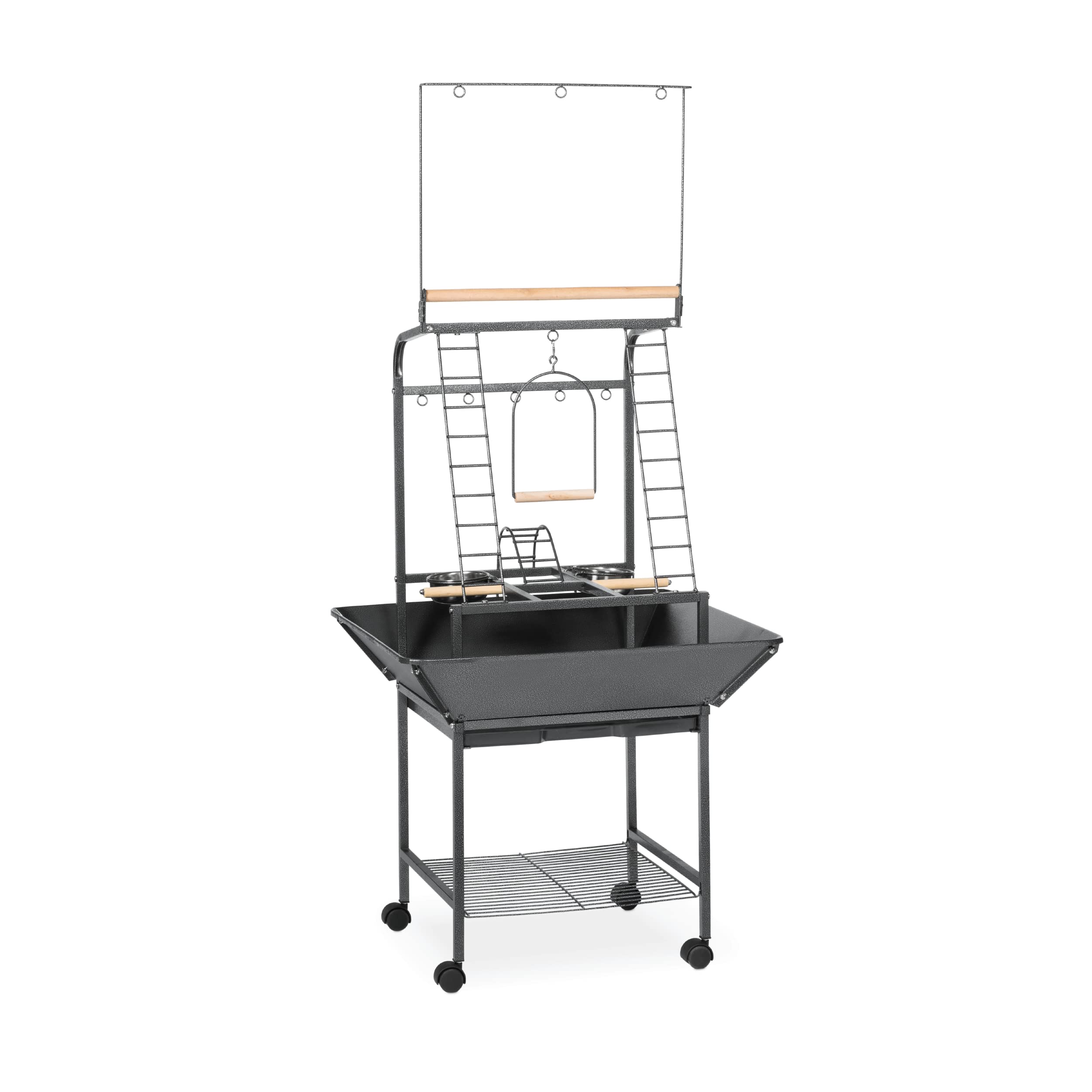Prevue Pet Products Small Parrot Playstand 3181 Black Hammertone, 17.625-Inch by 16-1/2-Inch by 59-Inch