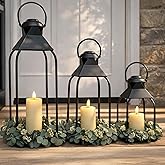 Decorative Metal Lanterns Indoor Outdoor, Candle Holder for Porch, Patio, Fireplace, Floor, Wedding, Christmas, Fall, Holiday