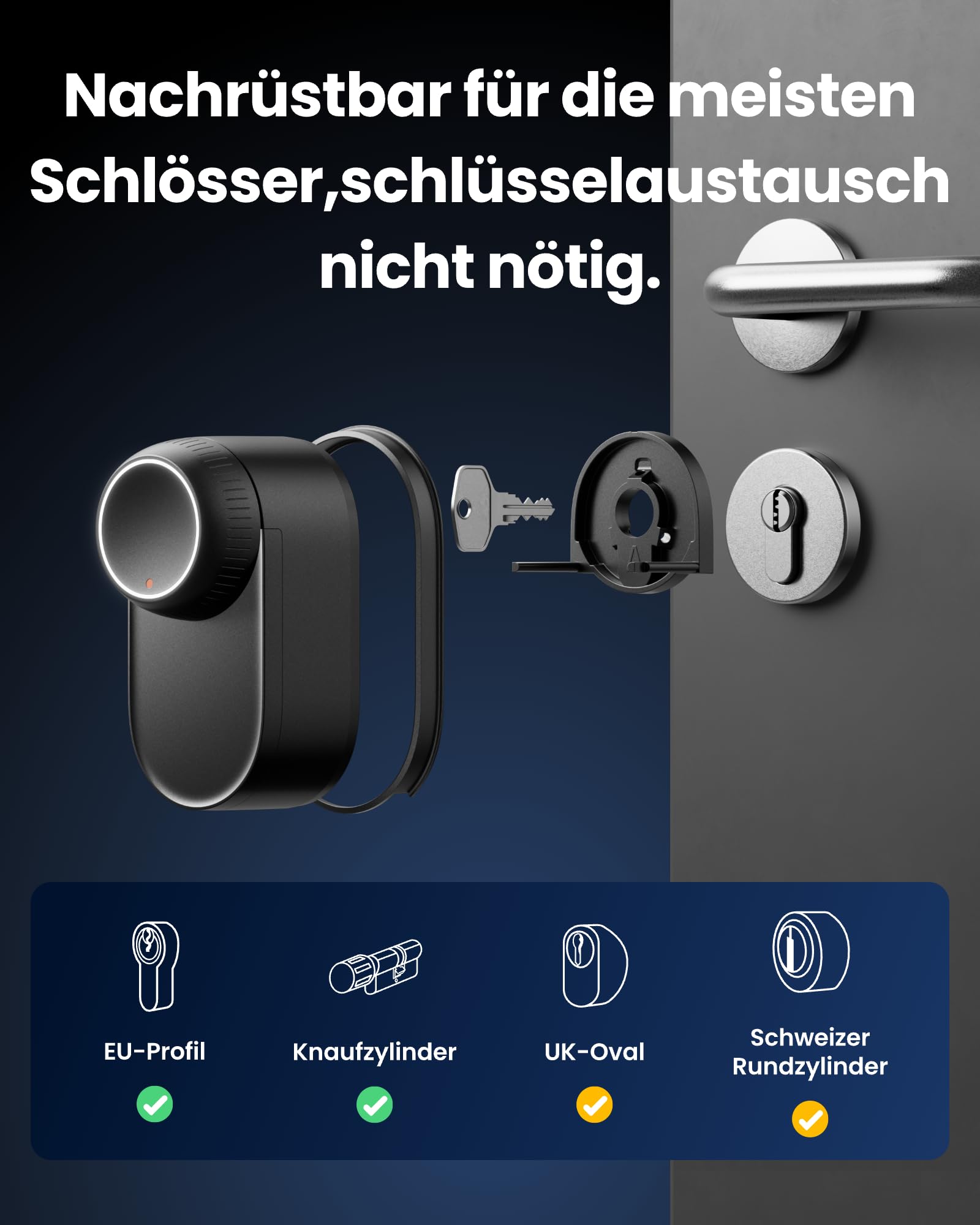 SwitchBot WiFi Smart Lock Ultra mit Keypad Vision Pro – 3D-Gesichts- & Venen-Erkennung, kontaktlose Entsperrung, passend für Europrofil-Zylinder, kompatibel mit Matter, Alexa, Google und IFTTT 2
