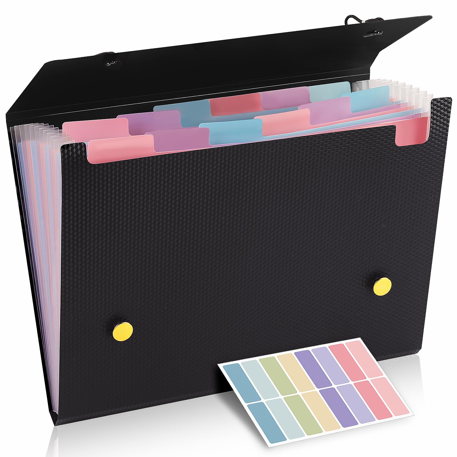 KONVINIT File Organiser Expanding File Folder A4 Document Organiser 13 Pockets Accordion Folder with Lid for Filing Folders and Storage Files,Black