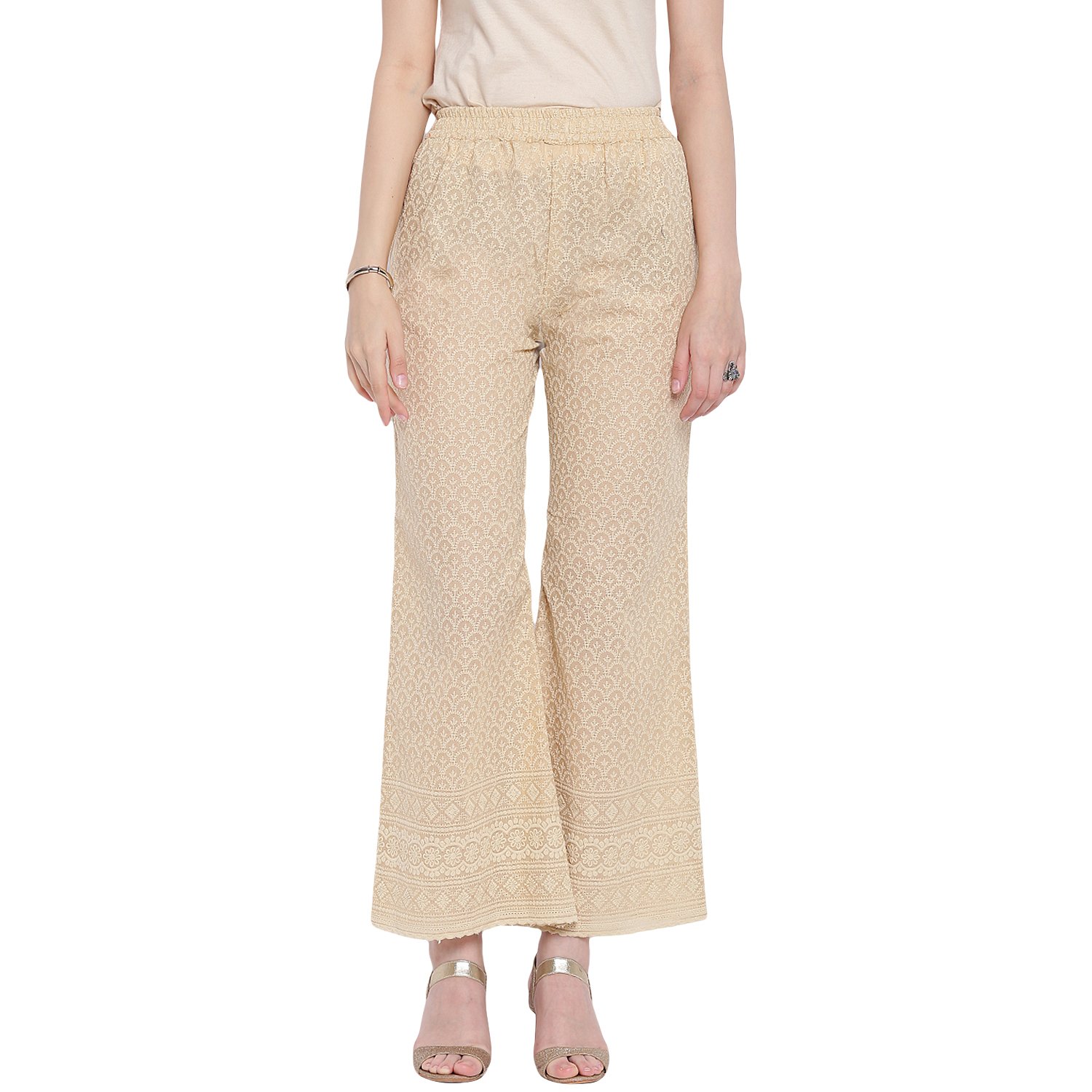 pinky pari cotton embroidered straight festive kurta with embroidered palazzo