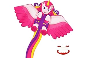 Hymaz Kite for Kids & Adults, Easy to Fly Kite with String & Hand for Beach, Outdoor Toys Easter Birthday Gifts for Boys Girls Ages 4 5 6 7 8-12 Years Old, Large Unicorn|Bat|Butterfly|Shark Kites