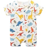 Babymine Baby Boy Girl Romper Short Sleeve 100% Cotton Bodysuit Outfits 2 Way Zipper Jumpsuit