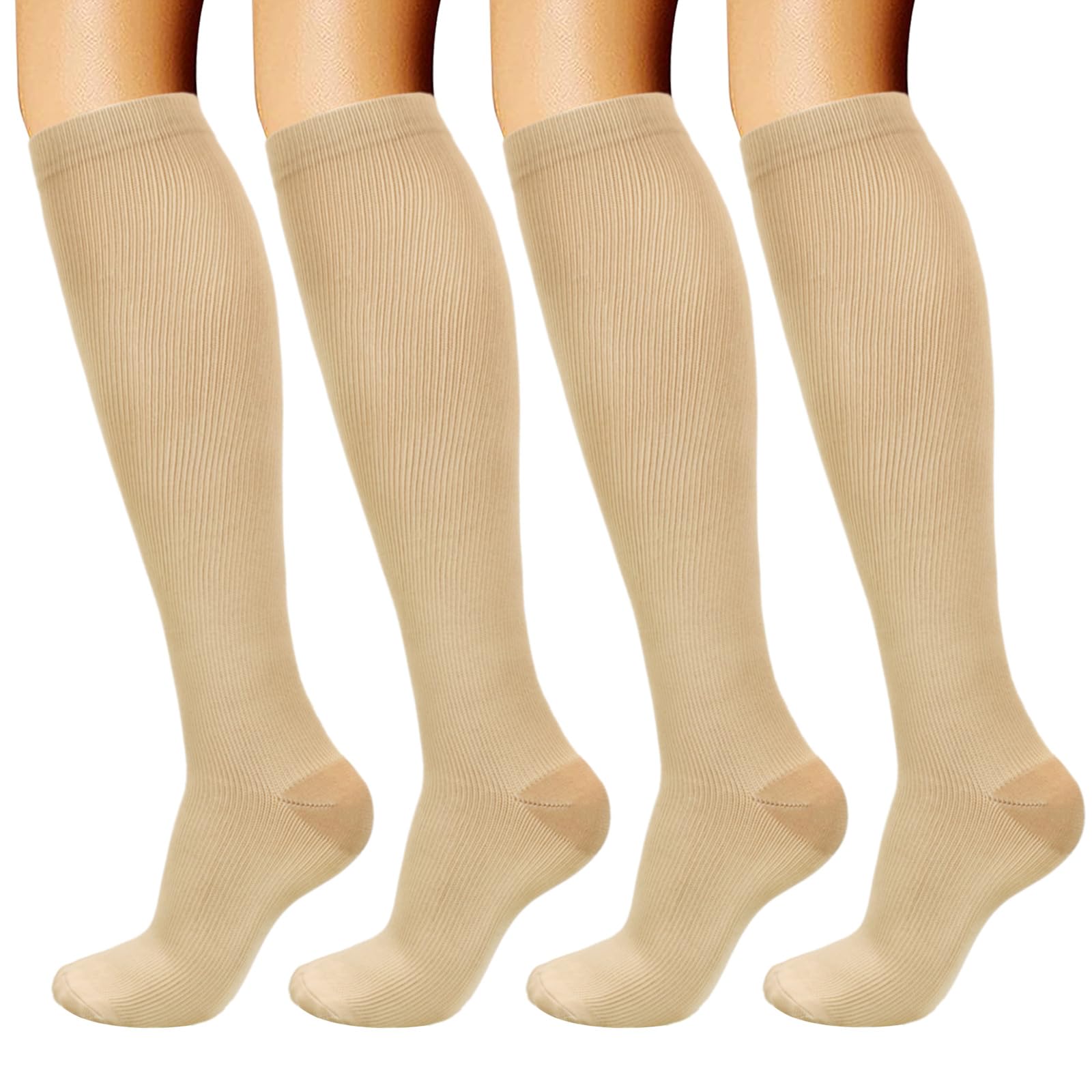 DRESHOW 4 Pairs Compression Socks For Women&Men Circulation Best Support for Athletic Running Cycling Travel