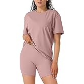 lulukaka 2 Piece Lounge Sets for Women, Short Sleeve Oversized Tee & Biker Shorts, Casual Summer Outfits Matching Set