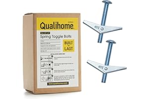 Qualihome Heavy Duty Spring-Loaded Stainless Steel Toggle Bolt Wall Anchors, 10 Pack (3/8” x 3”)