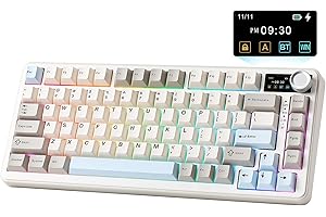 YUNZII B75 PRO MAX Wireless Mechanical Keyboard,75% Layout with Screen and Knob,Custom Hot Swap Gasket, Creamy Pre-lubed Swit