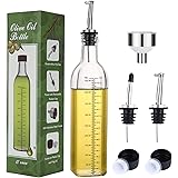 Aozita 17oz Glass Olive Oil Dispenser Bottle - 500ml Clear -Oil & Vinegar Cruet with Pourers and Funnel - Olive Oil Carafe De