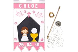 Horsdo First Communion Banner Kit 9 x 14 Inches Felt Holy Communion Banner First Communion Grapes Craft 1st Communion Banner 