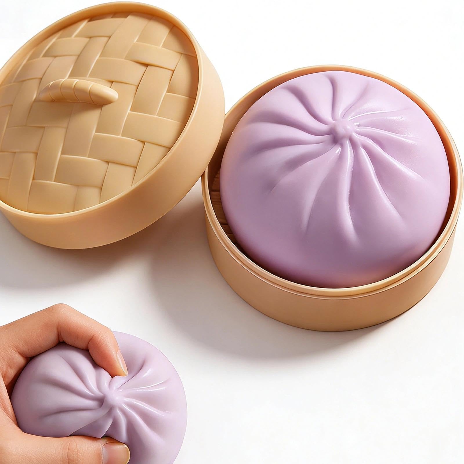 Giant Glitter Purple Dumpling Squishy, Soft Stretchy Sensory Gadget, Steamer Bun Design for Relaxation, Ideal for Home Office Desk Decoration