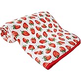 DREAMHALO Infant Baby Reversible Comforter Viscose from Bamboo Nursery Blanket for Boys and Girls Soft 2-Layer Toddler Quilt Blankets for Swaddling 30 x 40 Inch Strawberry