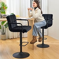 Furniliving Adjustable Barstools with Back, Black