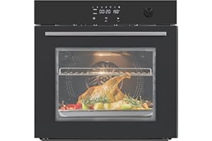 EXPLOREHORIZON 24 Inch Electric Single Wall Oven, 2.5 Cu.ft Built-in Convection System with 8 Cooking Functions in Stainless Steel, Touch Control