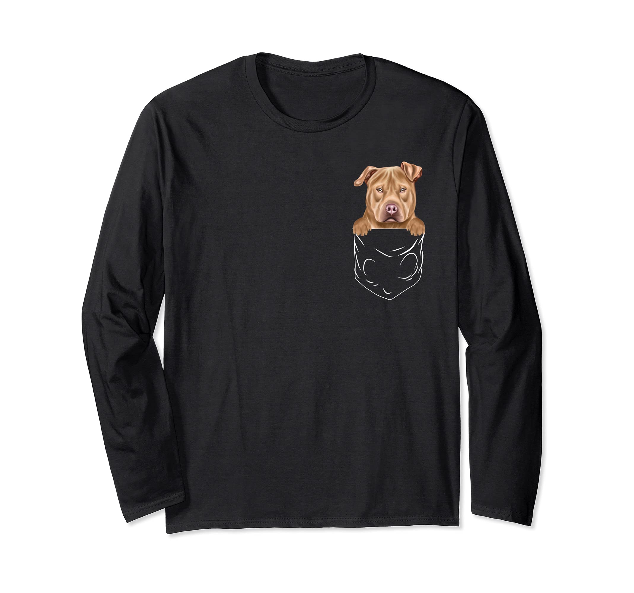 Dog In Pocket Usa Staffordshire Terrier Funny Dog Lover Long Sleeve T-Shirt