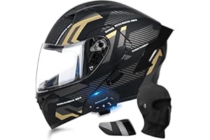 UWILSEE Bluetooth Modular Motorcycle Helmets, DOT Approved Flip Up Full Face Motorcycle Dual Visor Helmet, with Dual Speakers and Microphone, for Adults Men and Women