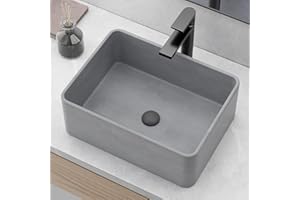 SMART CASTLE Bathroom Vessel Sink Rectangular 16''x 12'' Bathroom Vanity Sink, Above Counter Concrete Vessel Sink for Bathroom, Rectangle Vessel Vanity Sink Art Basin in Light Brown… (vs5)