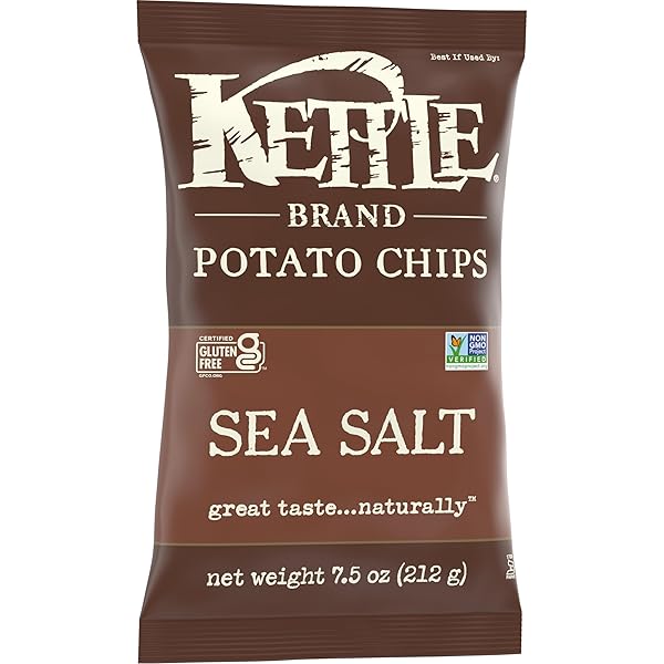 KETTLE BRAND SEA SALT KETTLE POTATO CHIPS, GLUTEN-FREE, NON-GMO, 7.5 OZ BAG