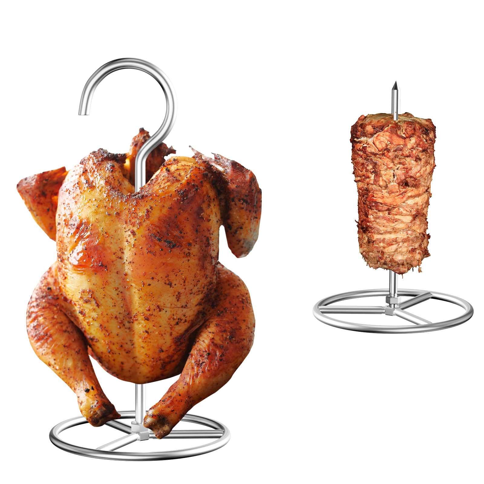 Photo 1 of Vertical Skewer Set, BBQ Spike & Poultry Hanger Set for Weber, Pit Barrel, Big Green Egg, Charbroil, Traeger, Turkey Fryer Rack Hook for Deep Fryer Turkey Holder, BBQ Grills & Ovens, Stainless Steel