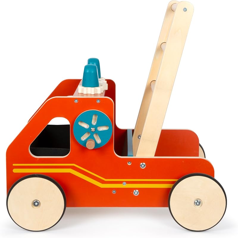 Carrello Primi passi in legno Vigili del Fuoco, per bambini a partire dai 12 mesi, 12540